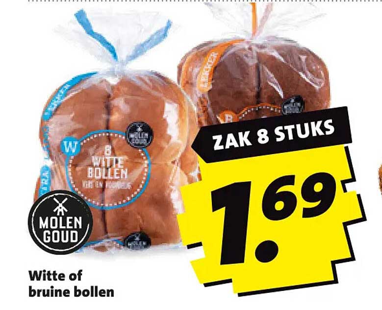 Witte of bruine bollen ZAK 8 STUKS