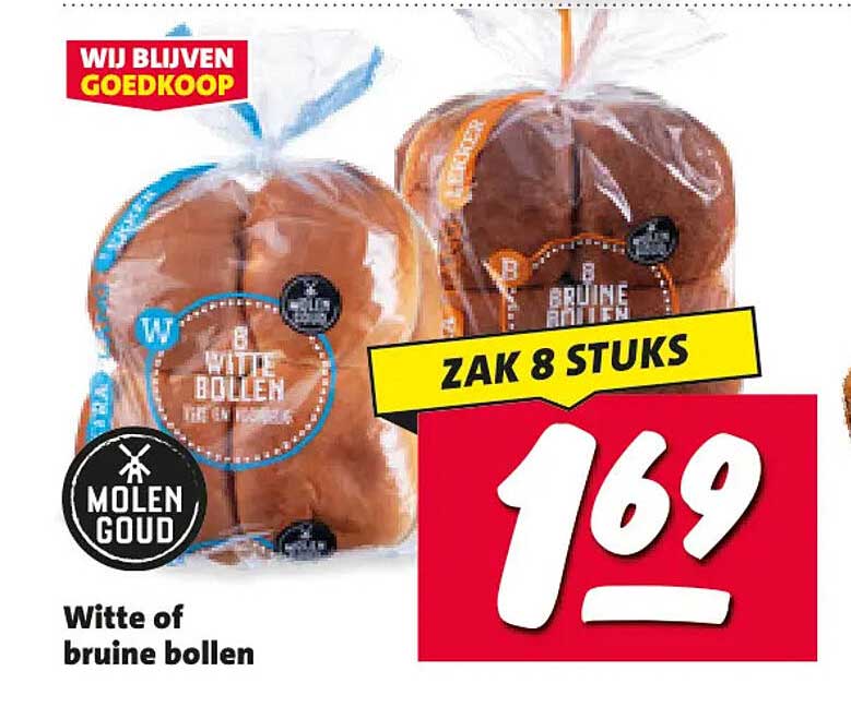 Witte of bruine bollen - zak 8 stuks