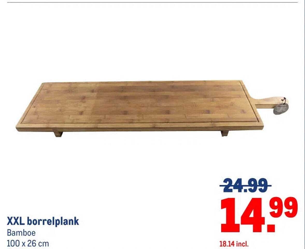 XXL borrelplank Bamboe 100 x 26 cm