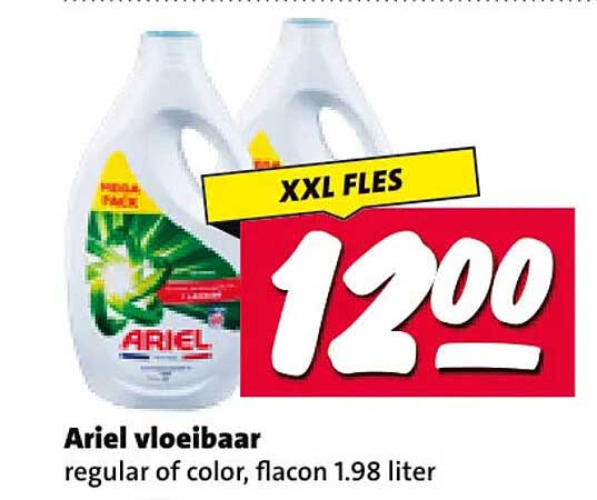 XXL FLES Ariel vloeibaar regular of color, flacon 1.98 liter