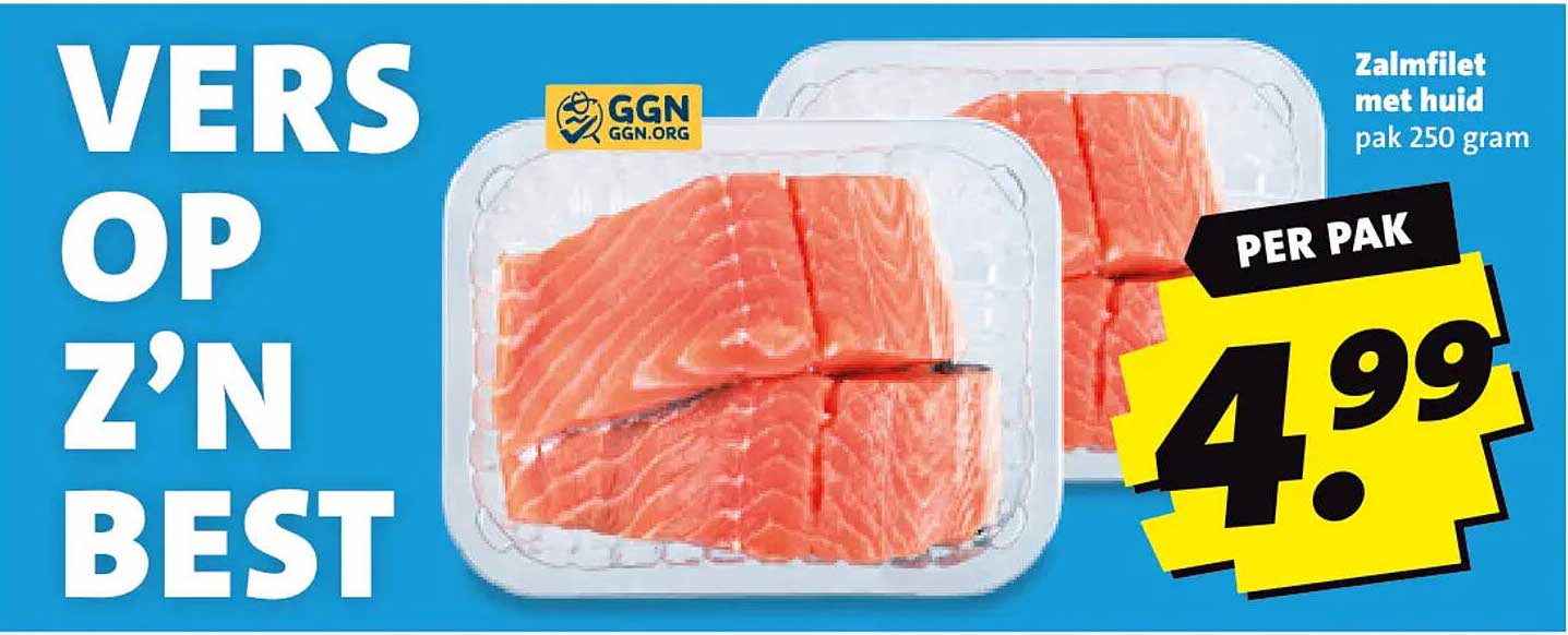 Zalmfilet met huid pak 250 gram PER PAK