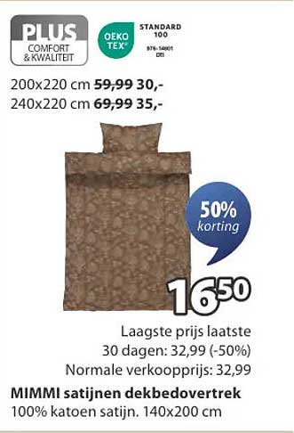 MIMMI satijnen dekbedovertrek 100% katoen satijn 140x200 cm