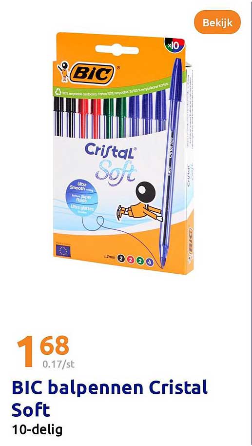 BIC balpennen Cristal Soft 10-delig