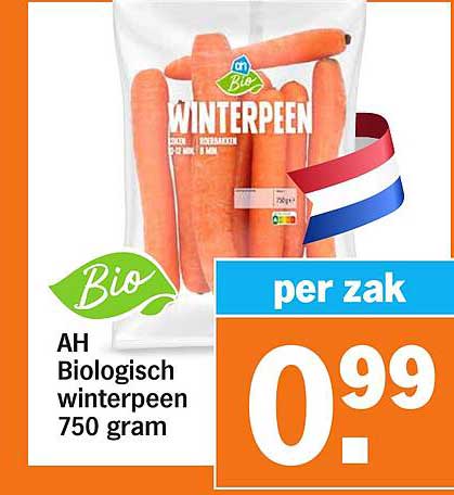 AH Biologisch winterpeen 750 gram