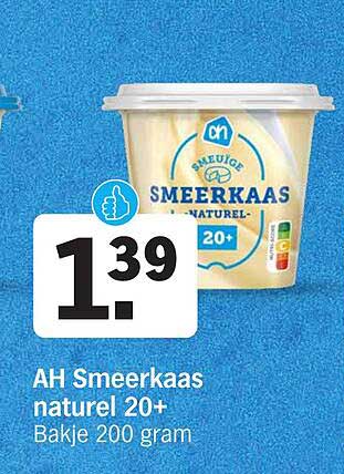 AH Smeerkaas naturel 20+ Bakje 200 gram
