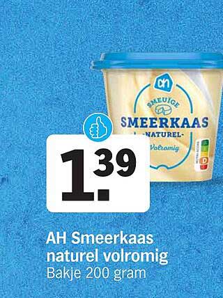 AH Smeerkaas naturel volromig Bakje 200 gram