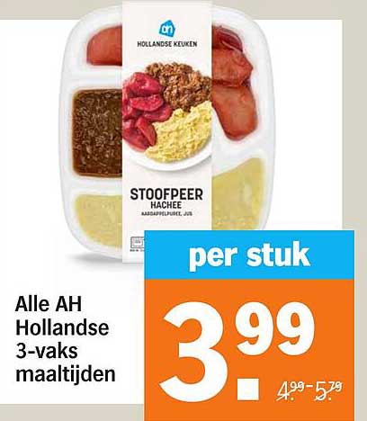Alle AH Hollandse 3-vaks maaltijden