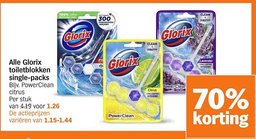 Alle Glorix toiletblokken single-packs