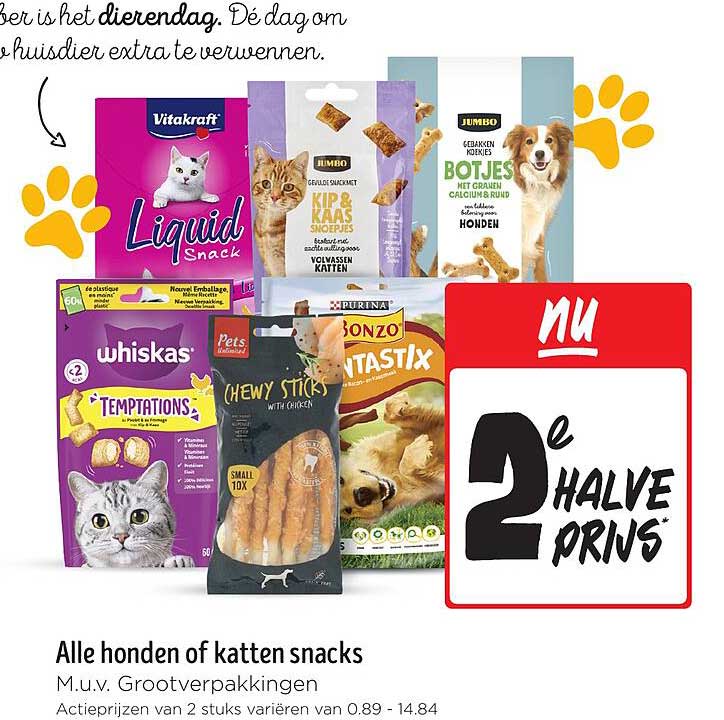 Alle honden of katten snacks M.u.v. Grootverpakkingen