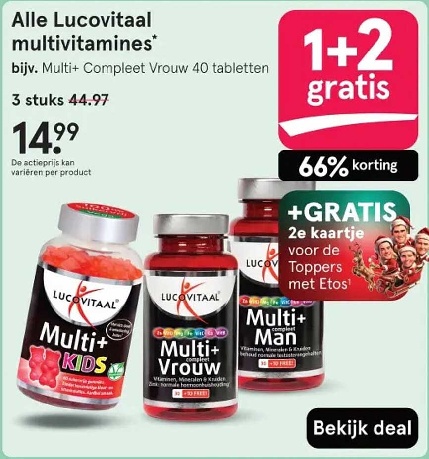Alle Lucovitaal multivitamines* bijv. Multi+ Compleet Vrouw 40 tabletten