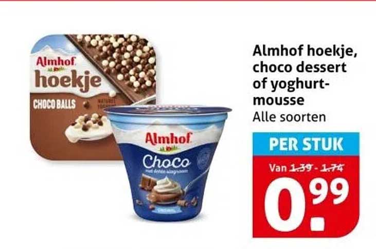 Almhof hoekje, choco dessert of yoghurt-mousse