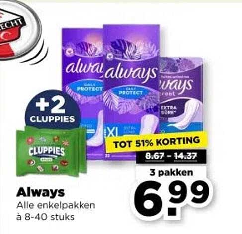 Always - Alle enkelpakken à 8-40 stuks