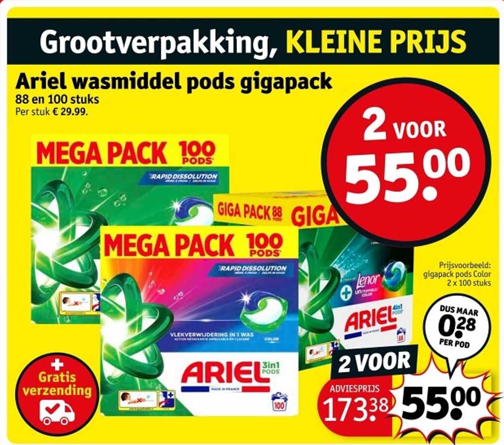 Ariel wasmiddel pods gigapack 88 en 100 stuks