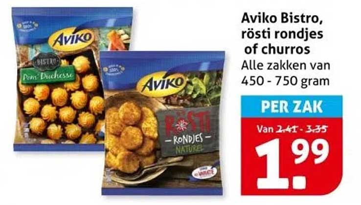 Aviko Bistro, rösti rondjes of churros