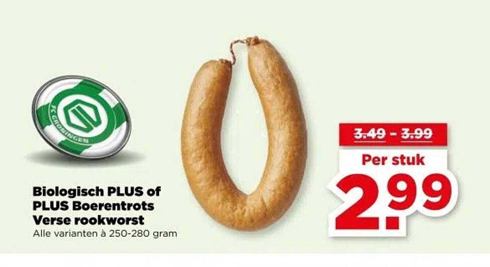 Biologisch PLUS of PLUS Boerenrots Verse rookworst