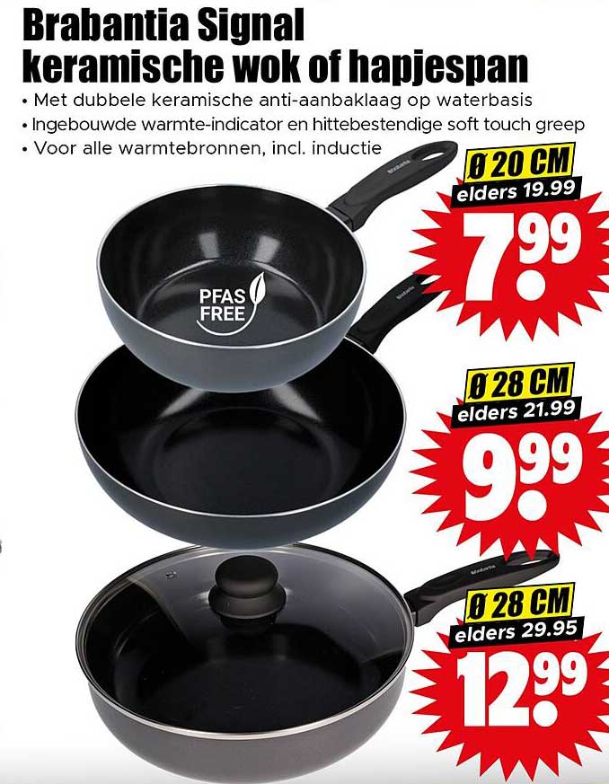 Brabantia Signal keramische wok of hapjespan