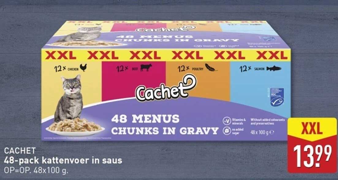 Cachet 48-pack kattenvoer in saus