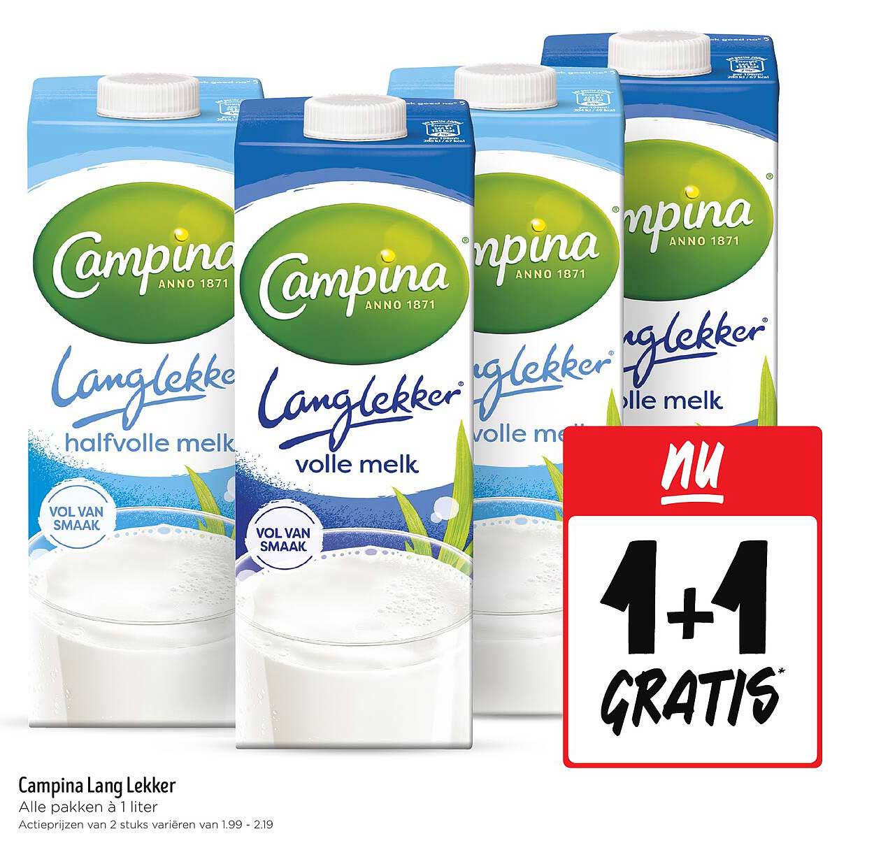 Campina Lang Lekker 1 liter - 1+1 gratis