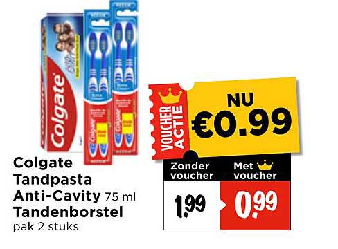 Colgate Tandpasta Anti-Cavity 75 ml Tandenborstel pak 2 stuks