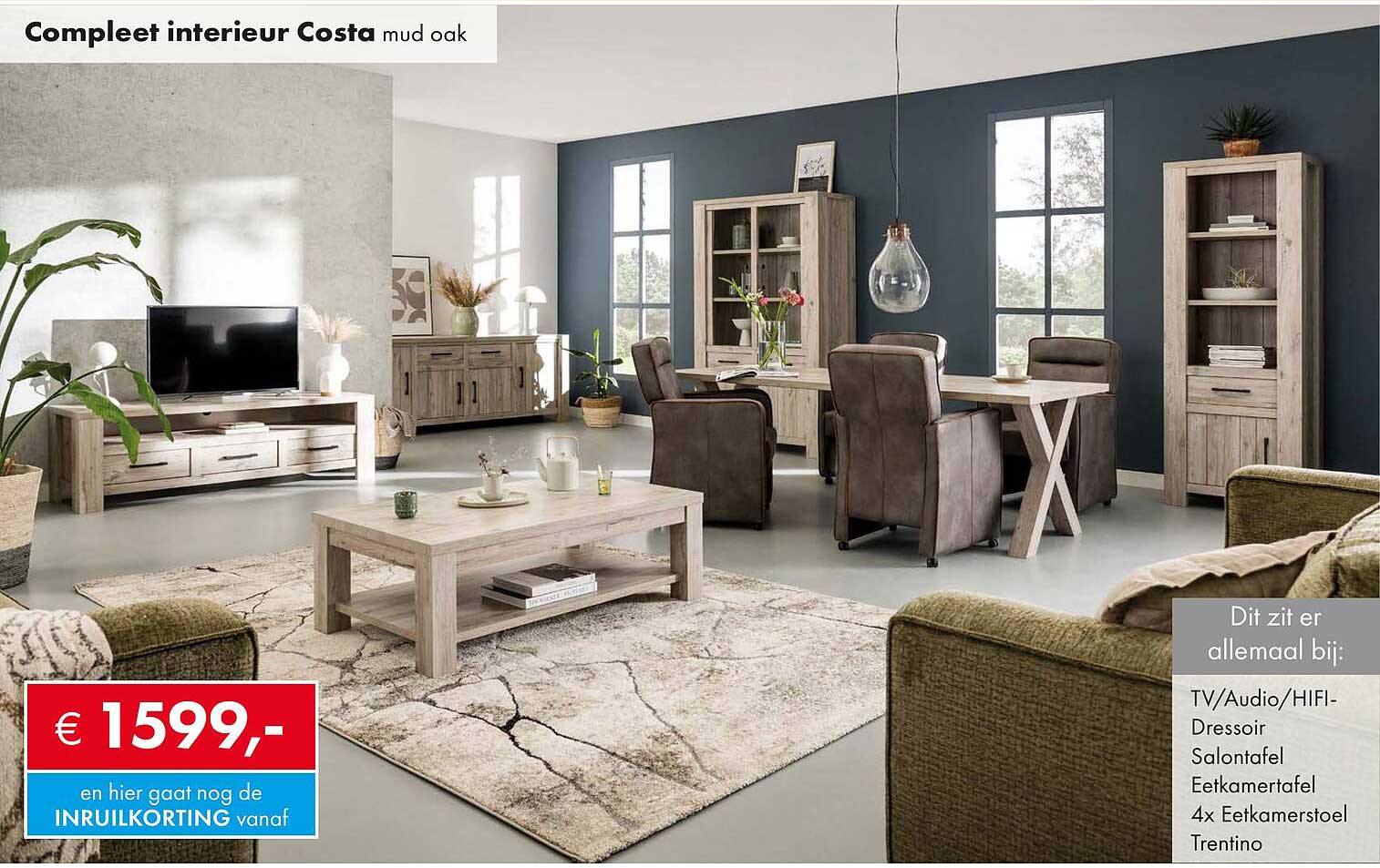 Compleet interieur Costa mud oak