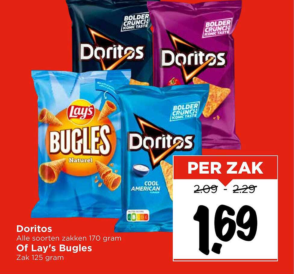 Doritos Alle soorten zakken 170 gram Of Lay's Bugles Zak 125 gram
