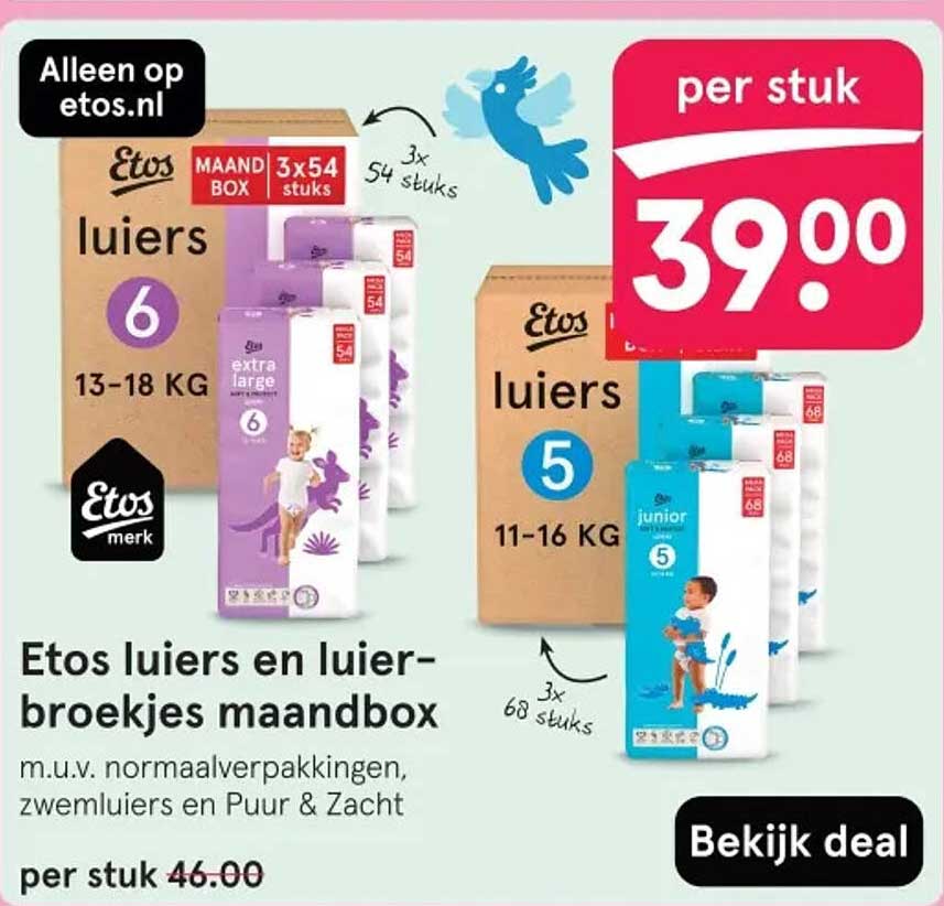 Etos luiers en luierbroekjes maandbox
