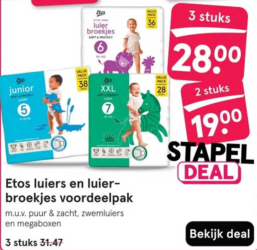 Etos luiers en luierbroekjes voordeelpak