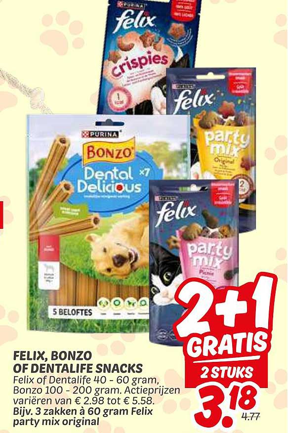 FELIX, BONZO OF DENTALIFE SNACKS