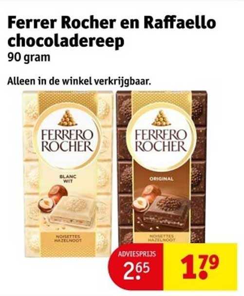 Ferrero Rocher en Raffaello chocoladereep 90 gram