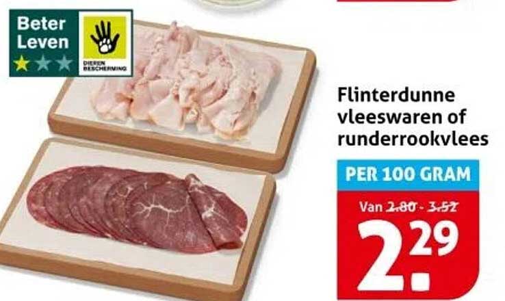 Flinterdunne vleeswaren of runderrrookvlees