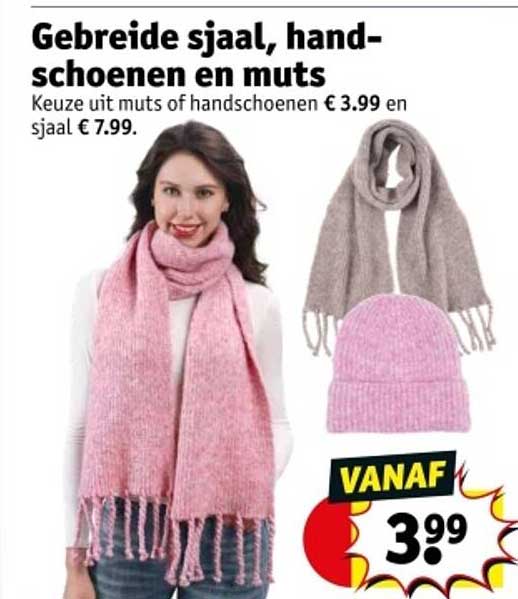 Gebreide sjaal, handschoenen en muts