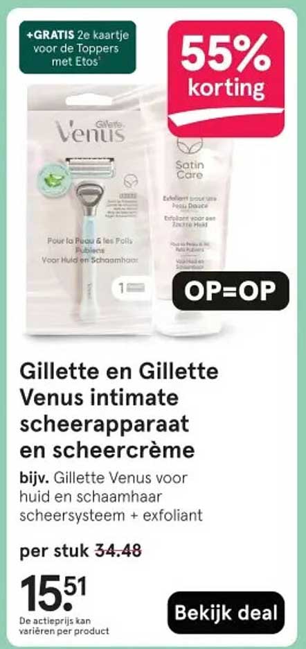 Gillette en Gillette Venus intimate scheerapparaat en scheercrème
