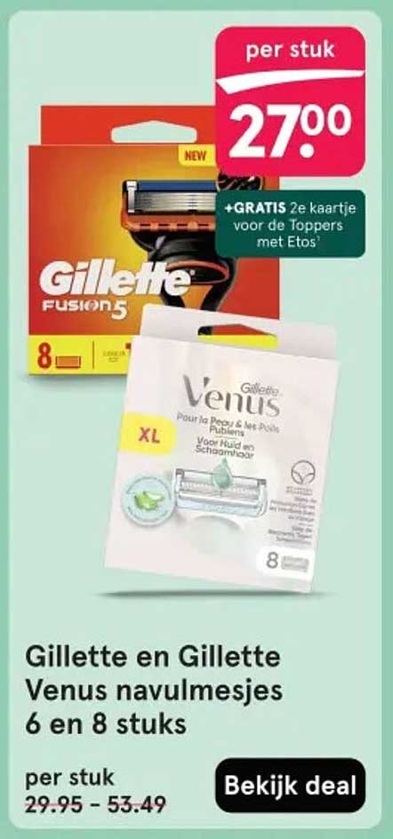 Gillette en Gillette Venus navulmesjes 6 en 8 stuks