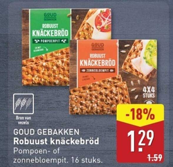 Goud Gebakken Robuust knäckebröd Pompoen- of Zonnebloempit. 16 stuks.