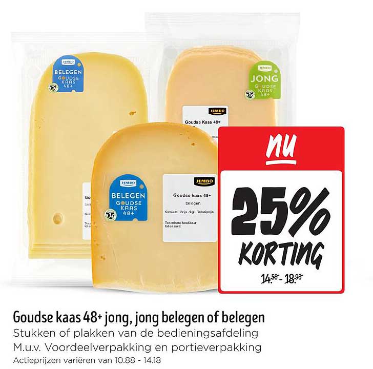 Goudse kaas 48+ jong, jong belegen of belegen