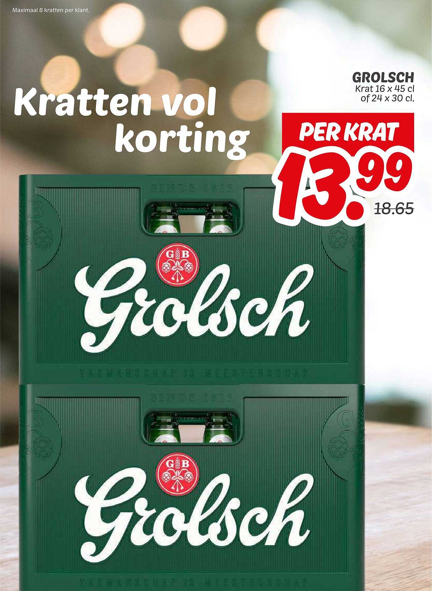 GROLSCH Krat 16 x 45 cl of 24 x 30 cl.