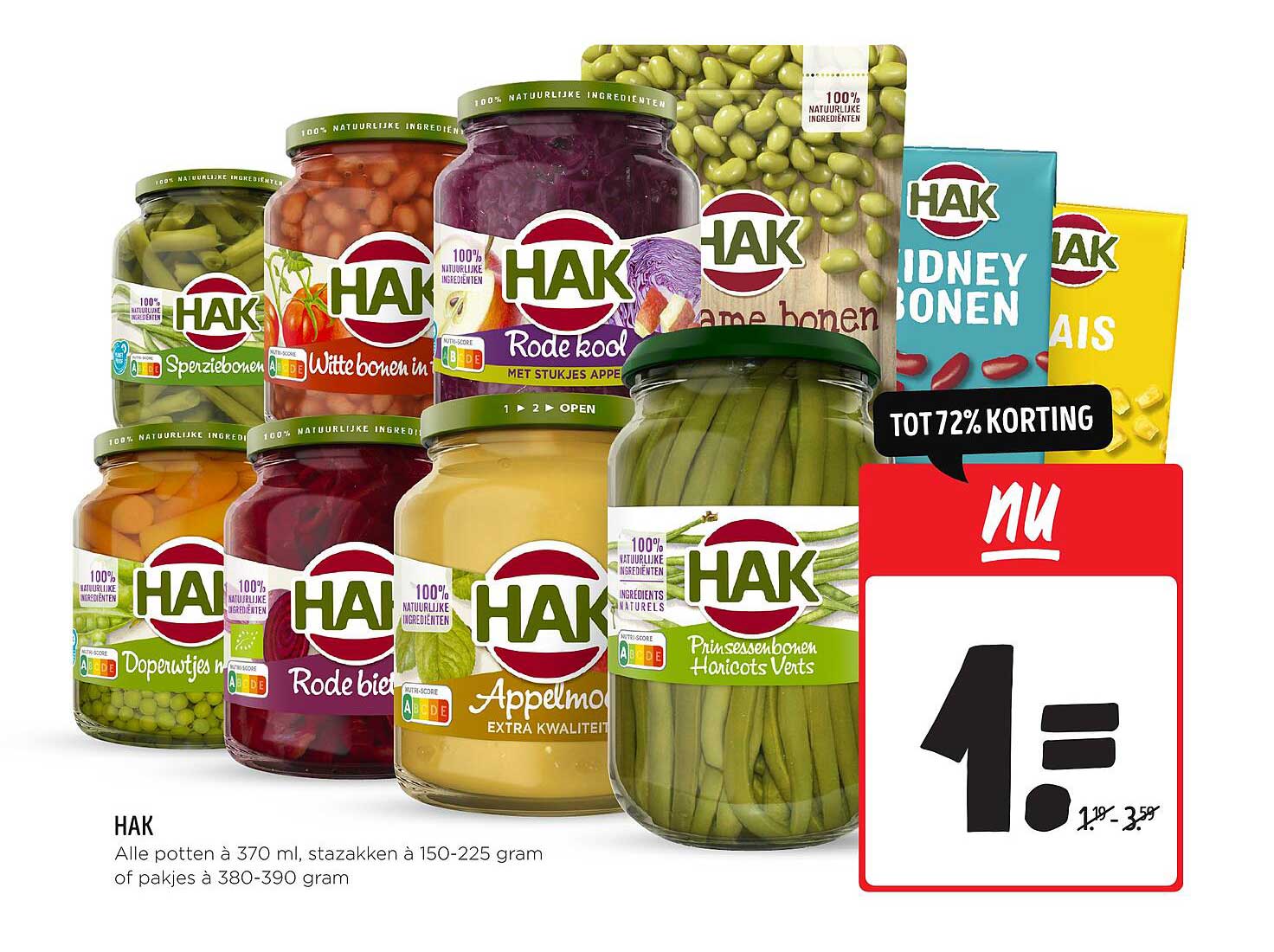 HAK Groentenpotten en -zakken 370 ml of 380-390 gram