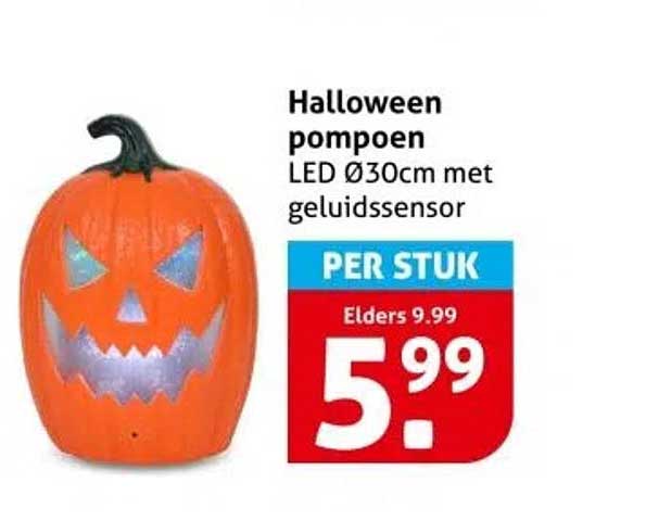 Halloween pompoen LED Ø30cm met geluidssensor