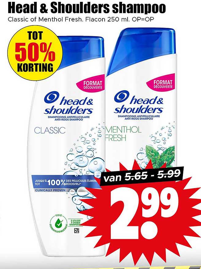 Head & Shoulders shampoo. Classic of Menthol Fresh. Flacon 250 ml.