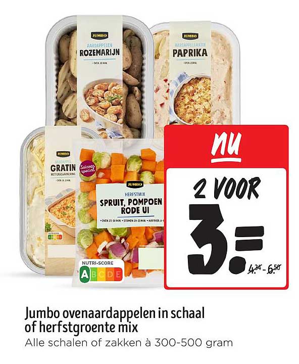 Jumbo ovenaardappelen in schaal of herfstgroentemix