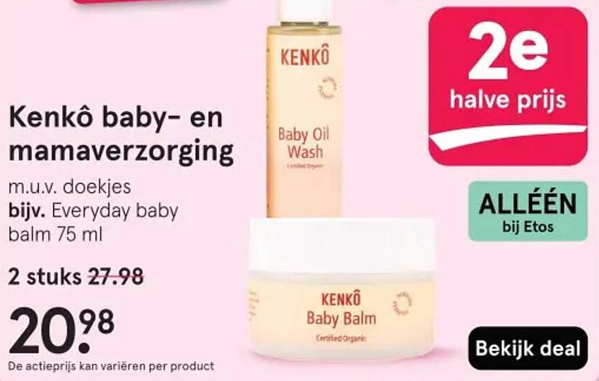 Kenkô baby- en mamaverzorging m.u.v. doekjes bijv. Everyday baby balm 75 ml