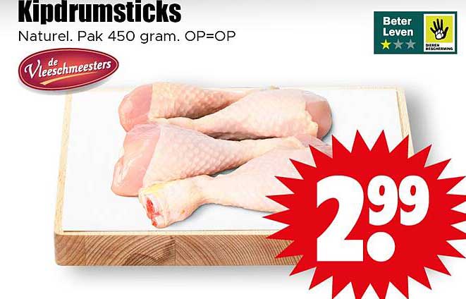 Kipdrumsticks Naturel. Pak 450 gram. OP=OP