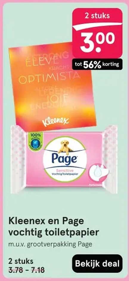 Kleenex en Page vochtig toiletpapier