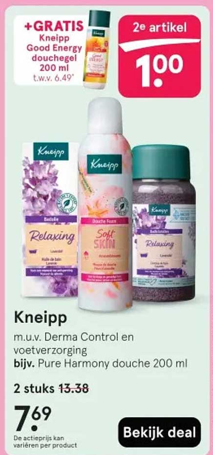Kneipp m.u.v. Derma Control en voetverzorging bijv. Pure Harmony douche 200 ml