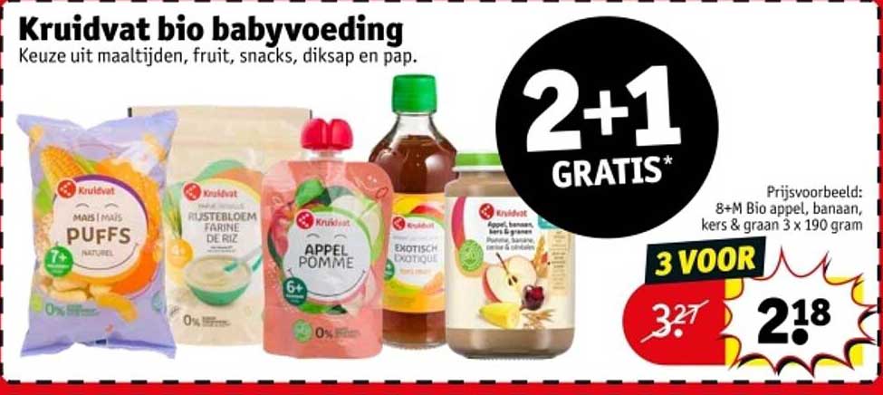 Kruidvat bio babyvoeding - Keuze uit maaltijden, fruit, snacks, diksap en pap.