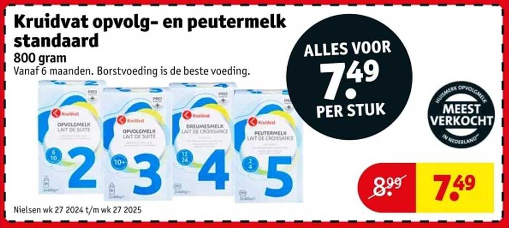 Kruidvat opvolg- en peutermelk standaard 800 gram