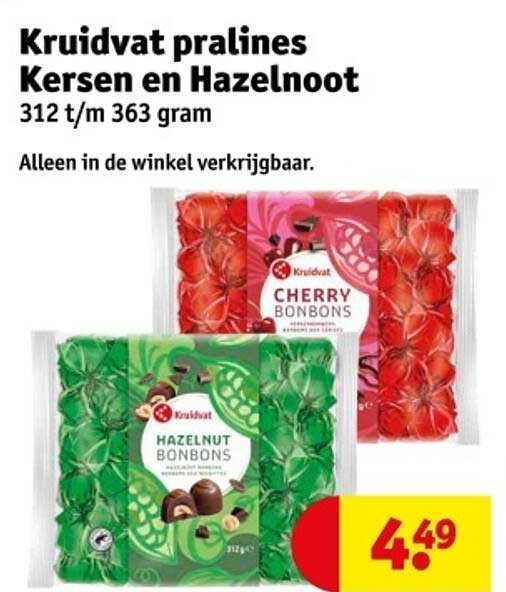 Kruidvat pralines Kersen en Hazelnoot 312 t/m 363 gram