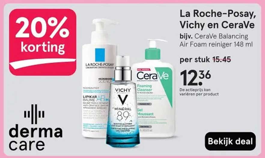 La Roche-Posay, Vichy en CeraVe bijv. CeraVe Balancing Air Foam reiniger 148 ml