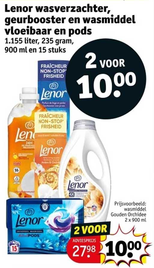 Lenor wasverzachter, geurbooster en wasmiddel vloeibaar en pods