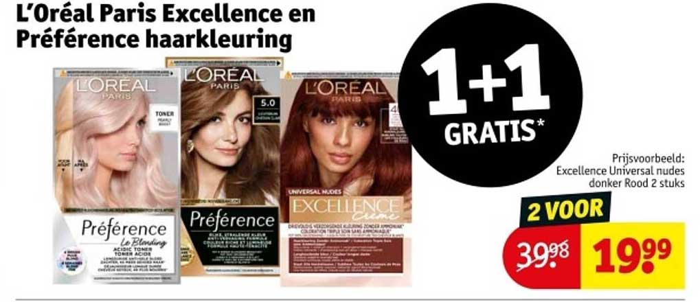 L’Oréal Paris Excellence en Préférence haarverf 2 voor 19,99